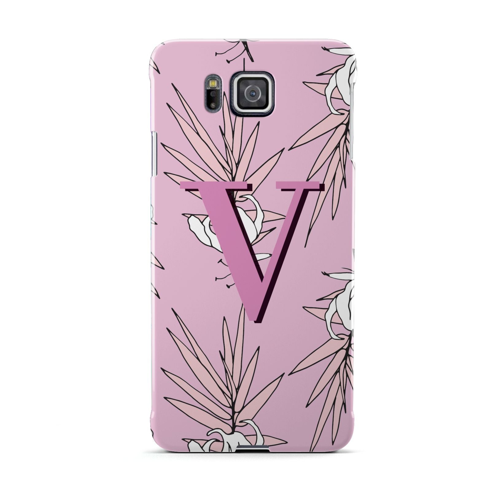 Personalised Pink and White Floral Monogram Samsung Galaxy Alpha Case