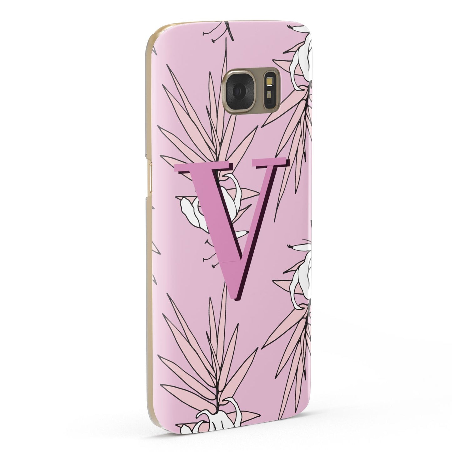 Personalised Pink and White Floral Monogram Samsung Galaxy Case Fourty Five Degrees