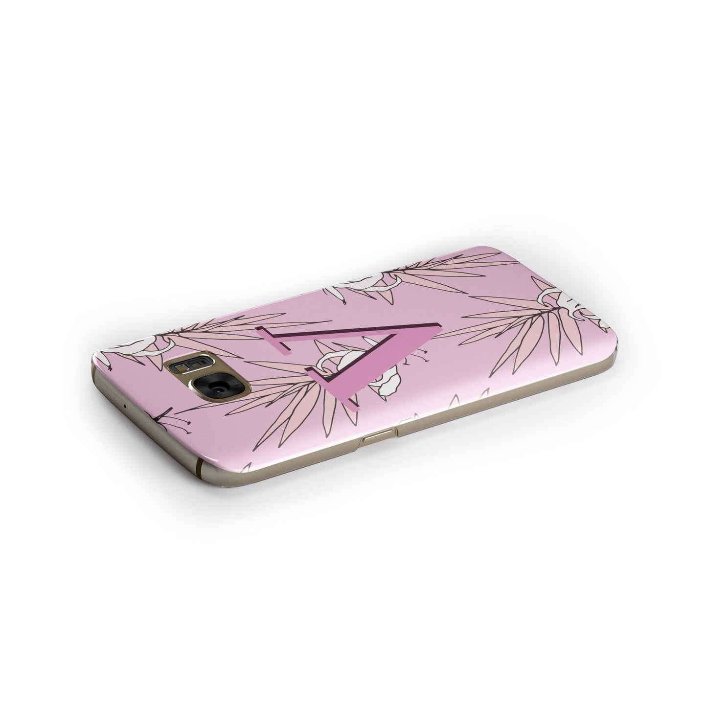 Personalised Pink and White Floral Monogram Samsung Galaxy Case Side Close Up