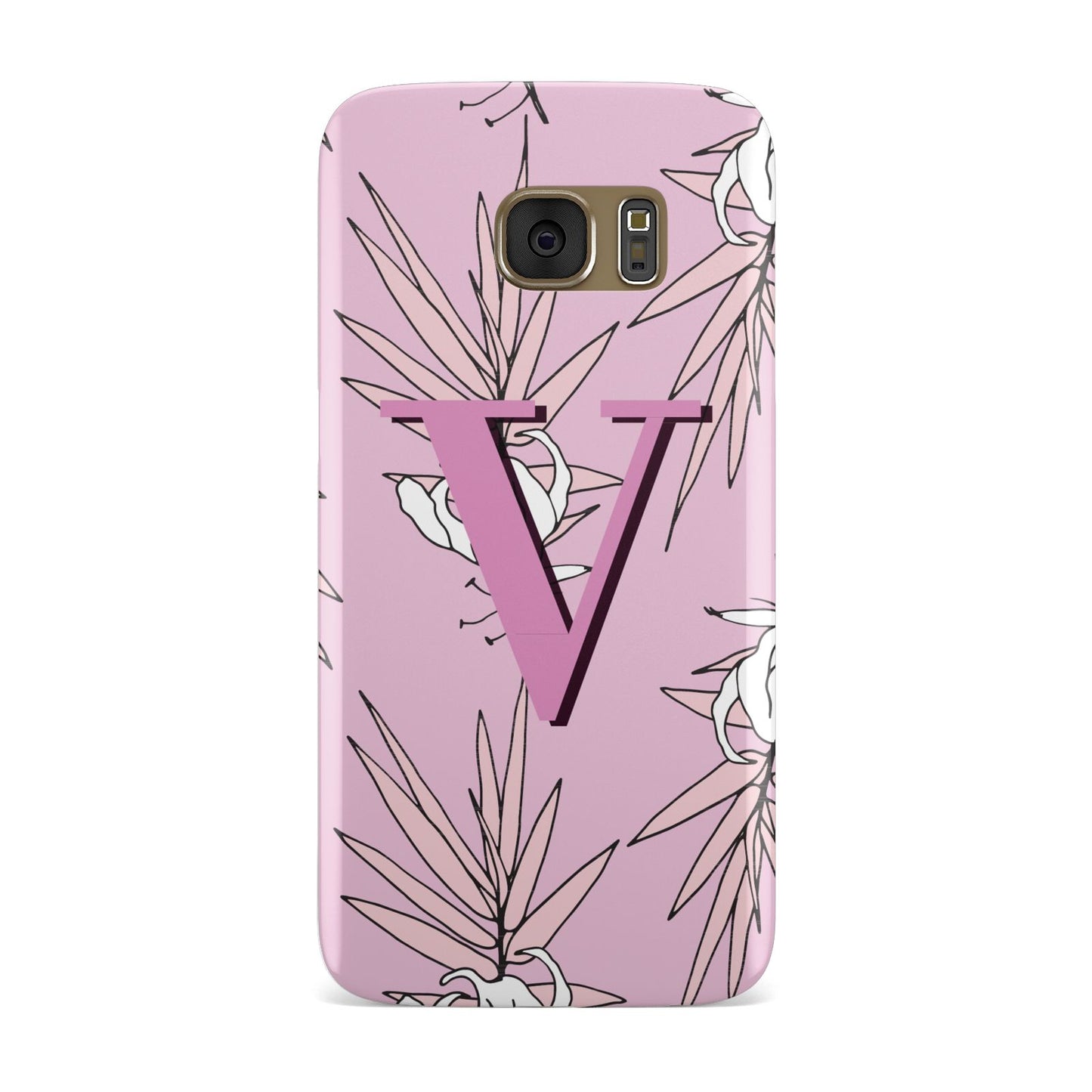 Personalised Pink and White Floral Monogram Samsung Galaxy Case