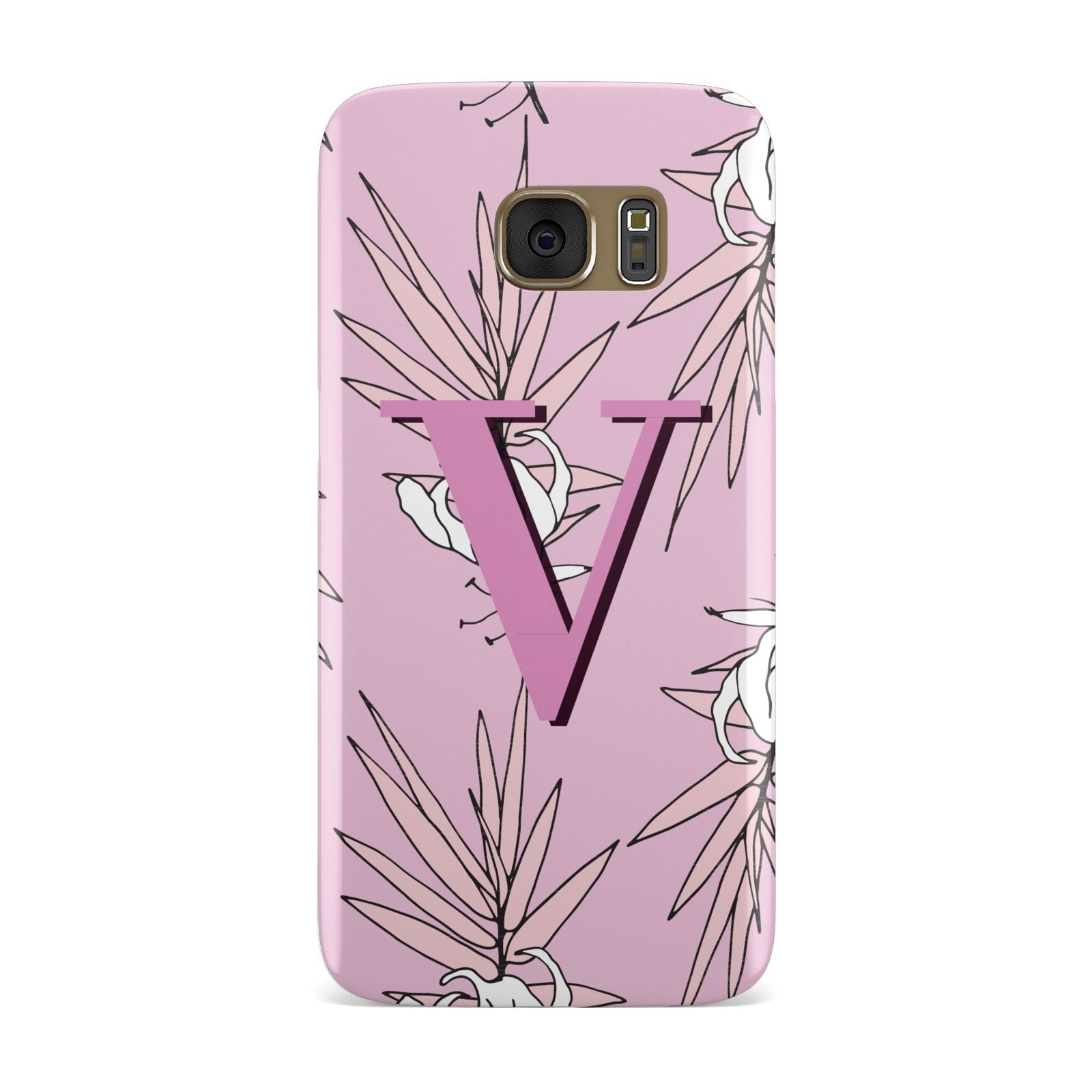 Personalised Pink and White Floral Monogram Samsung Galaxy Case