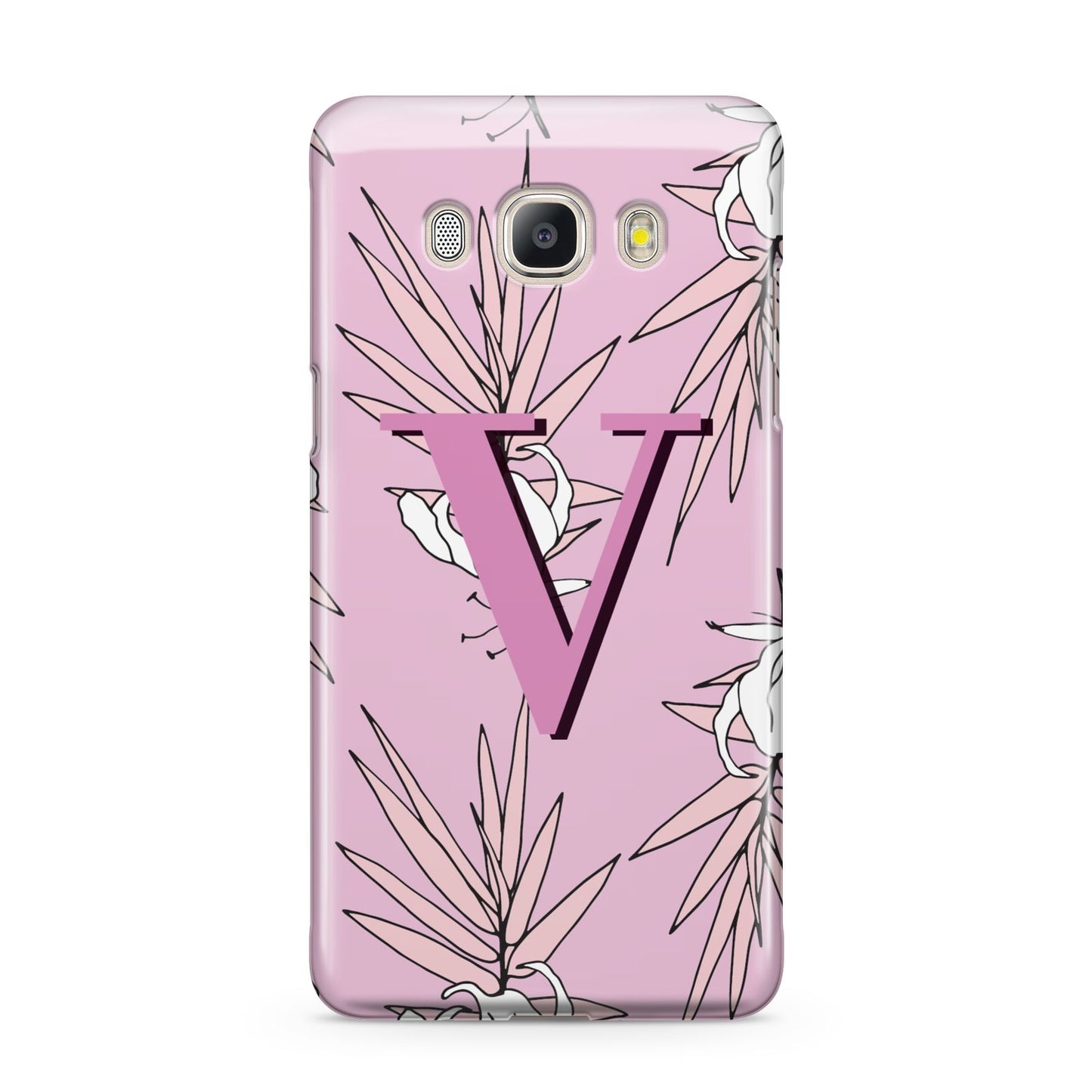 Personalised Pink and White Floral Monogram Samsung Galaxy J5 2016 Case