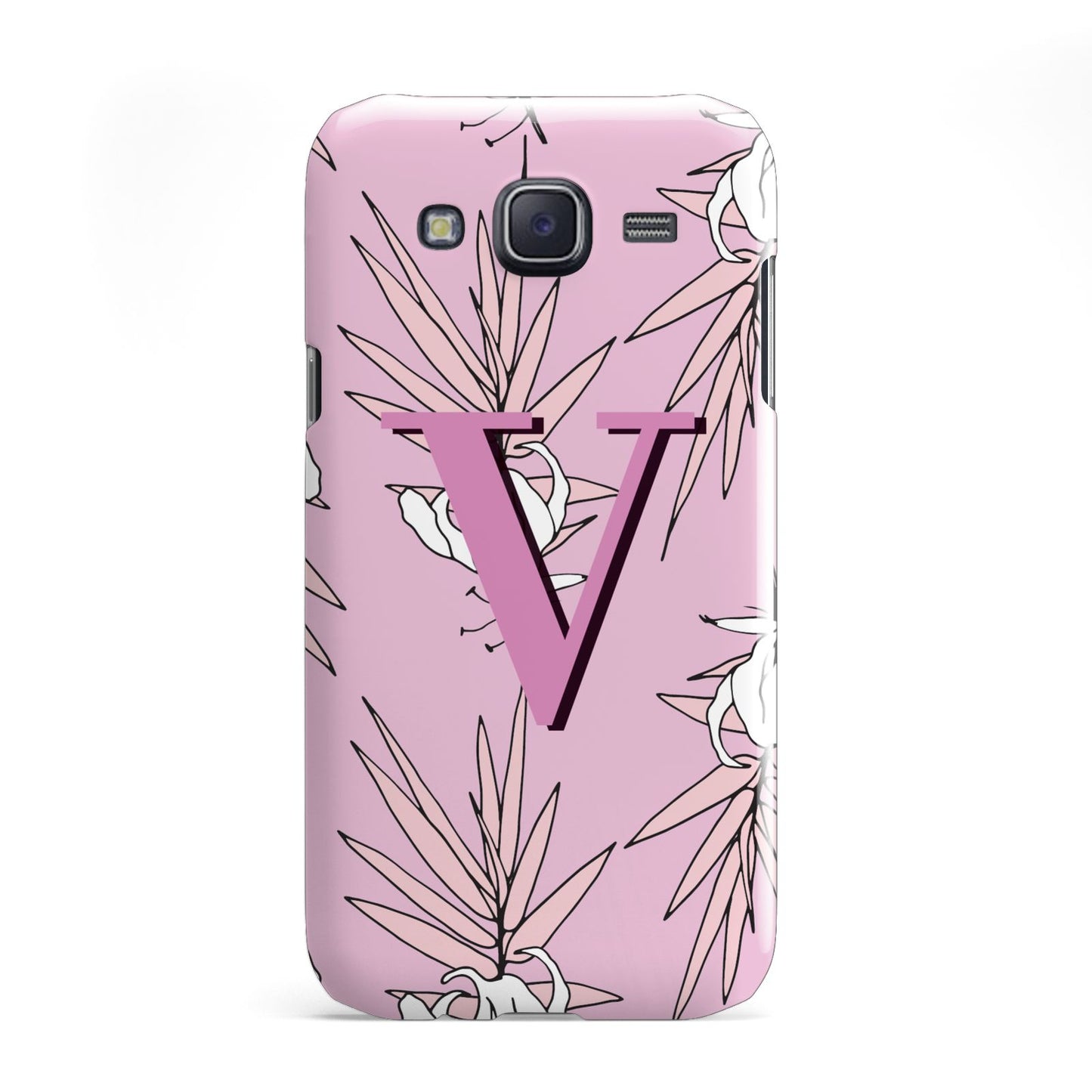 Personalised Pink and White Floral Monogram Samsung Galaxy J5 Case