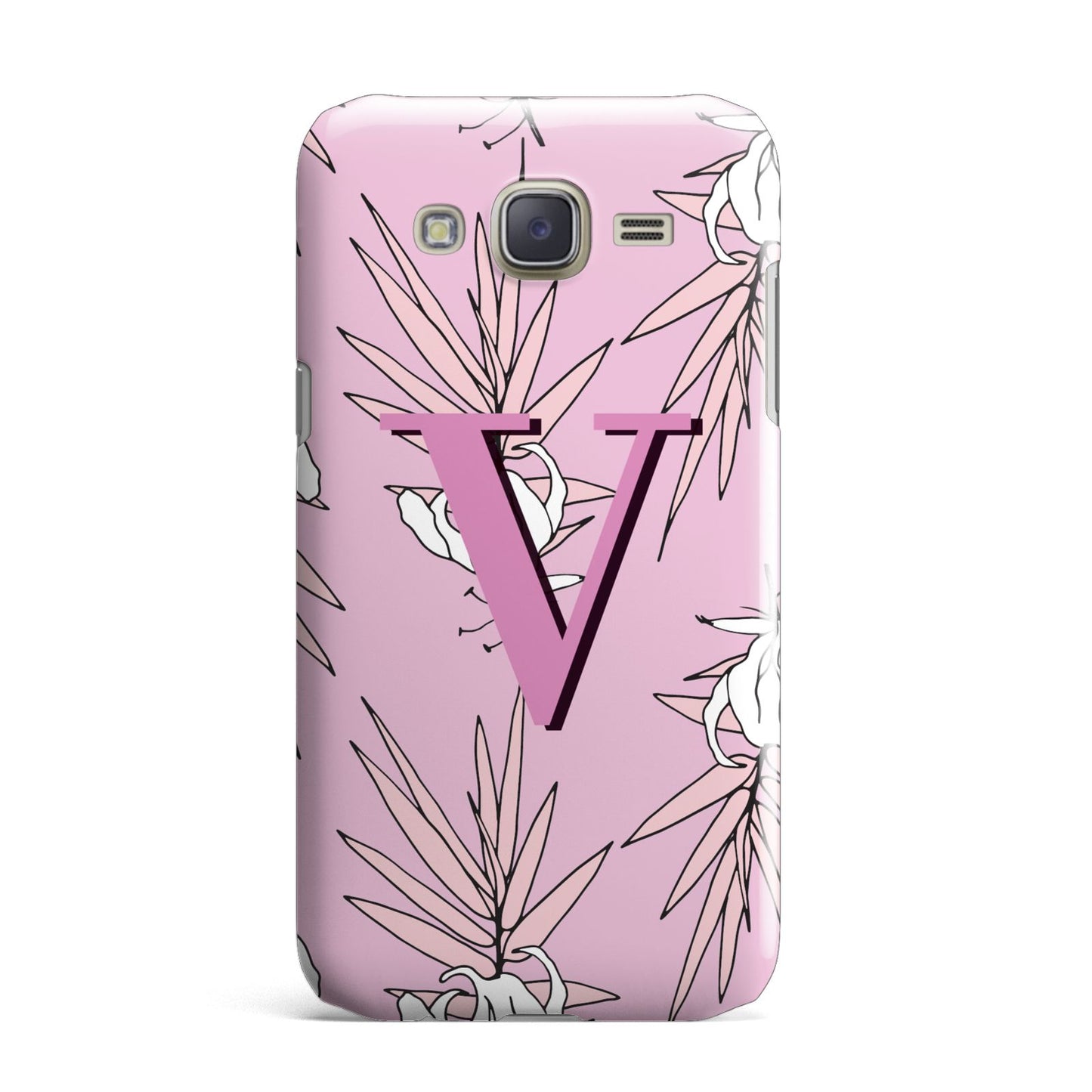 Personalised Pink and White Floral Monogram Samsung Galaxy J7 Case