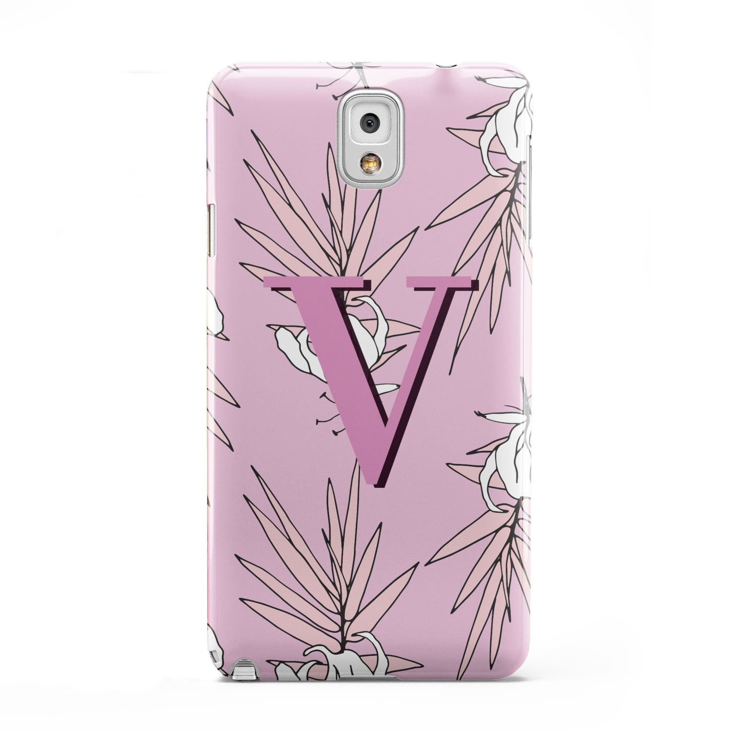 Personalised Pink and White Floral Monogram Samsung Galaxy Note 3 Case