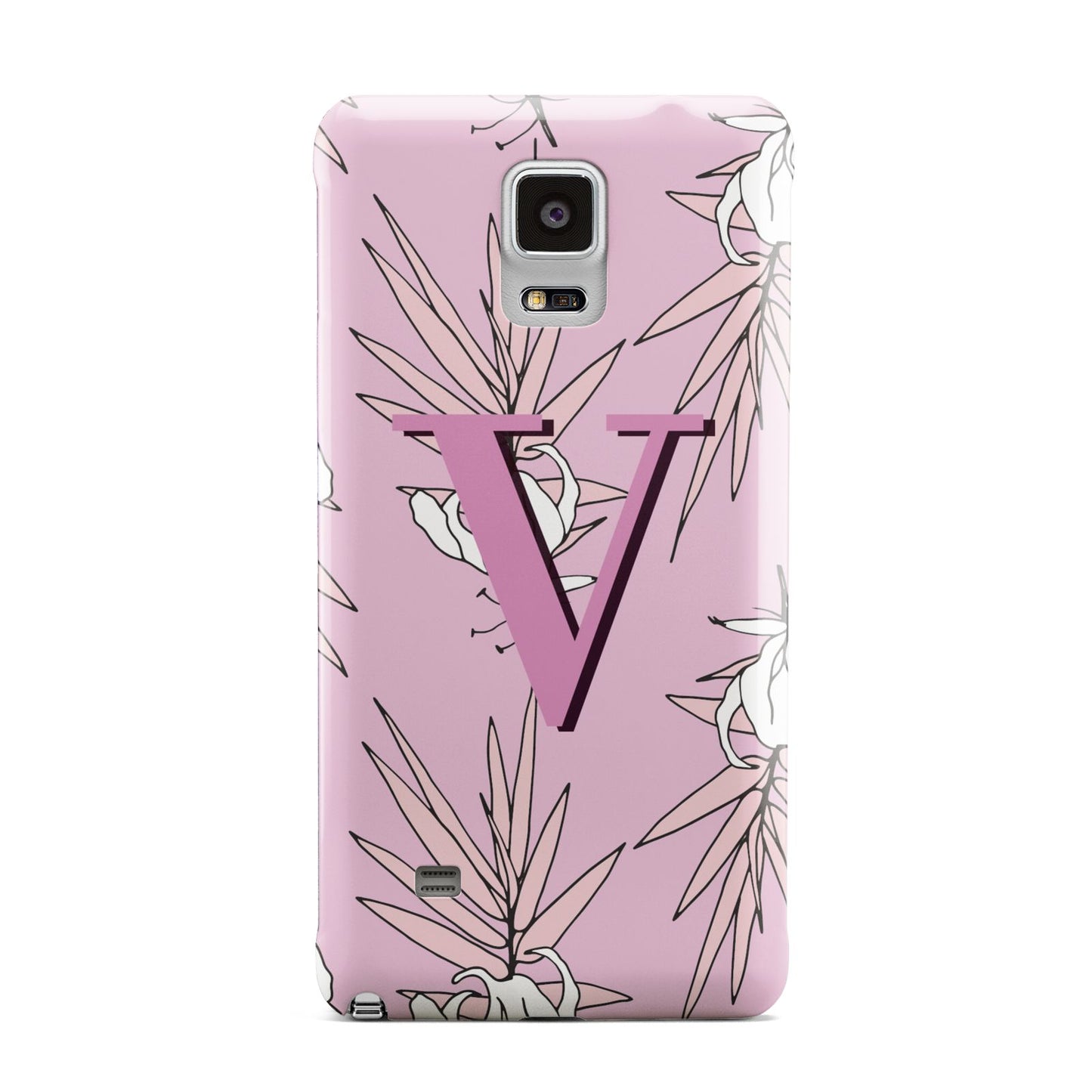 Personalised Pink and White Floral Monogram Samsung Galaxy Note 4 Case