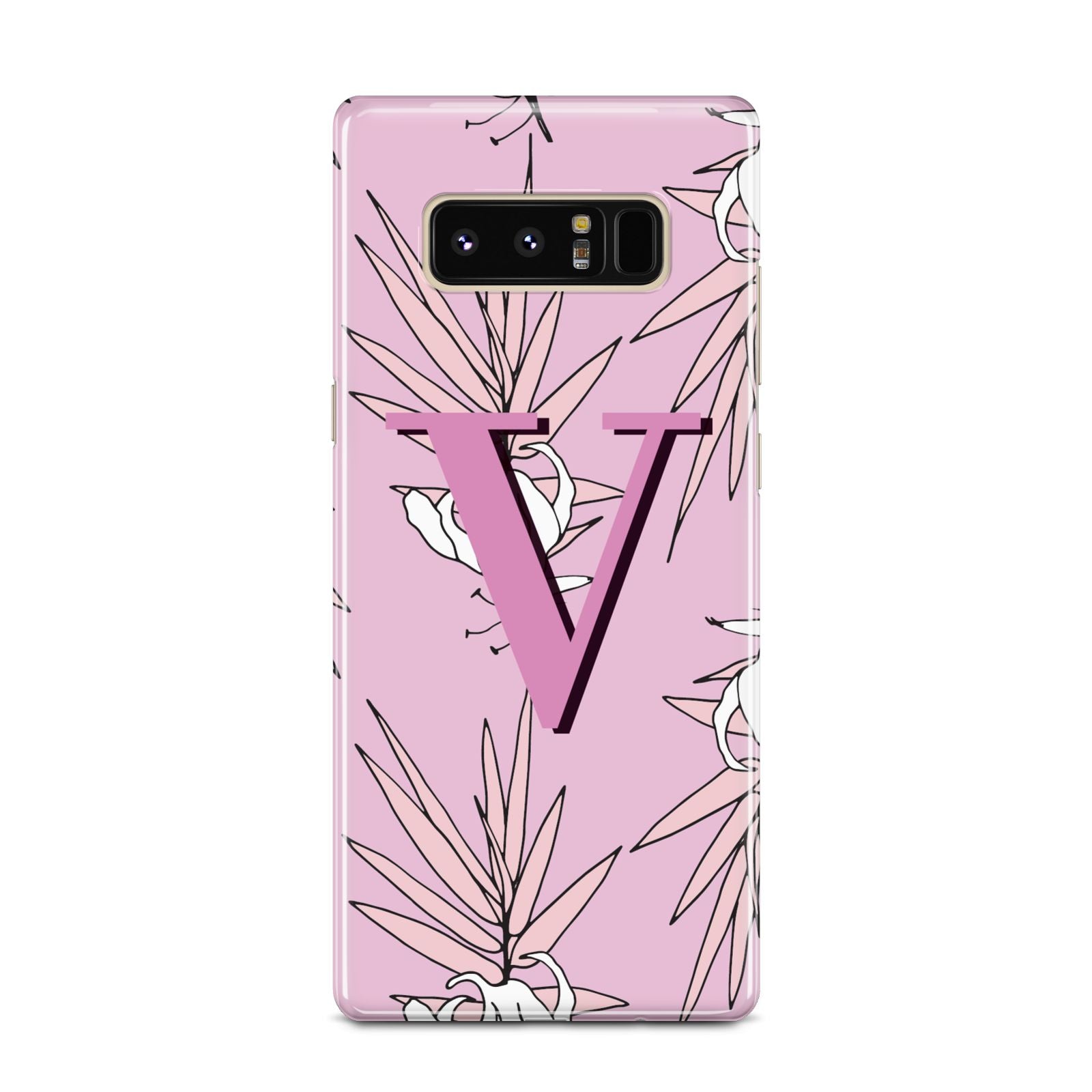 Personalised Pink and White Floral Monogram Samsung Galaxy Note 8 Case