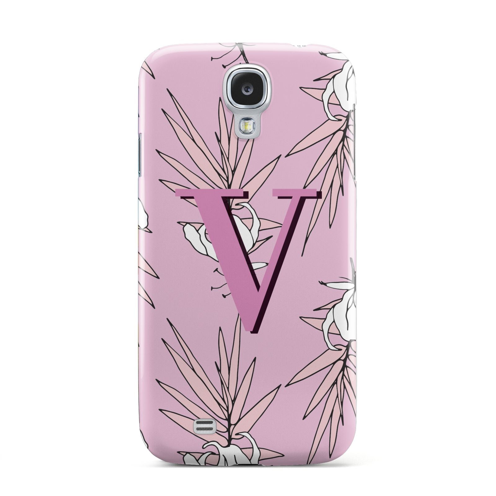 Personalised Pink and White Floral Monogram Samsung Galaxy S4 Case