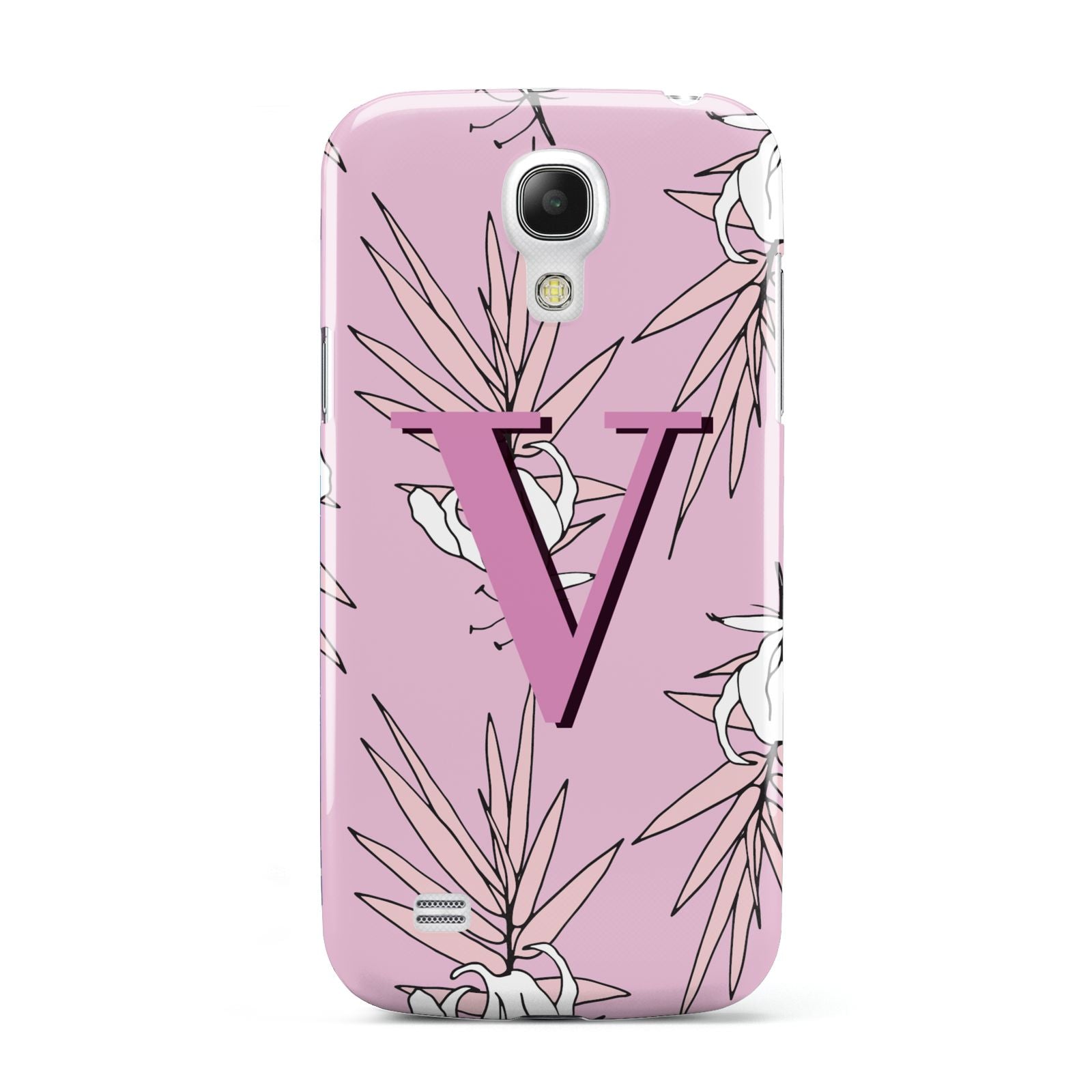 Personalised Pink and White Floral Monogram Samsung Galaxy S4 Mini Case