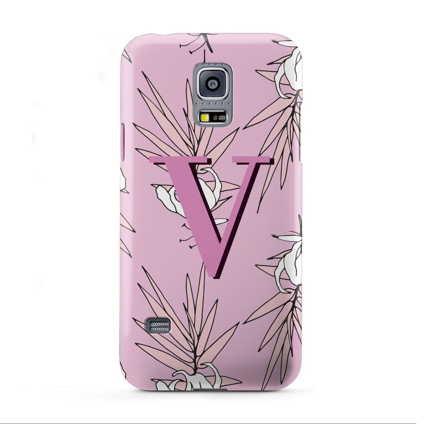 Personalised Pink and White Floral Monogram Samsung Galaxy S5 Mini Case