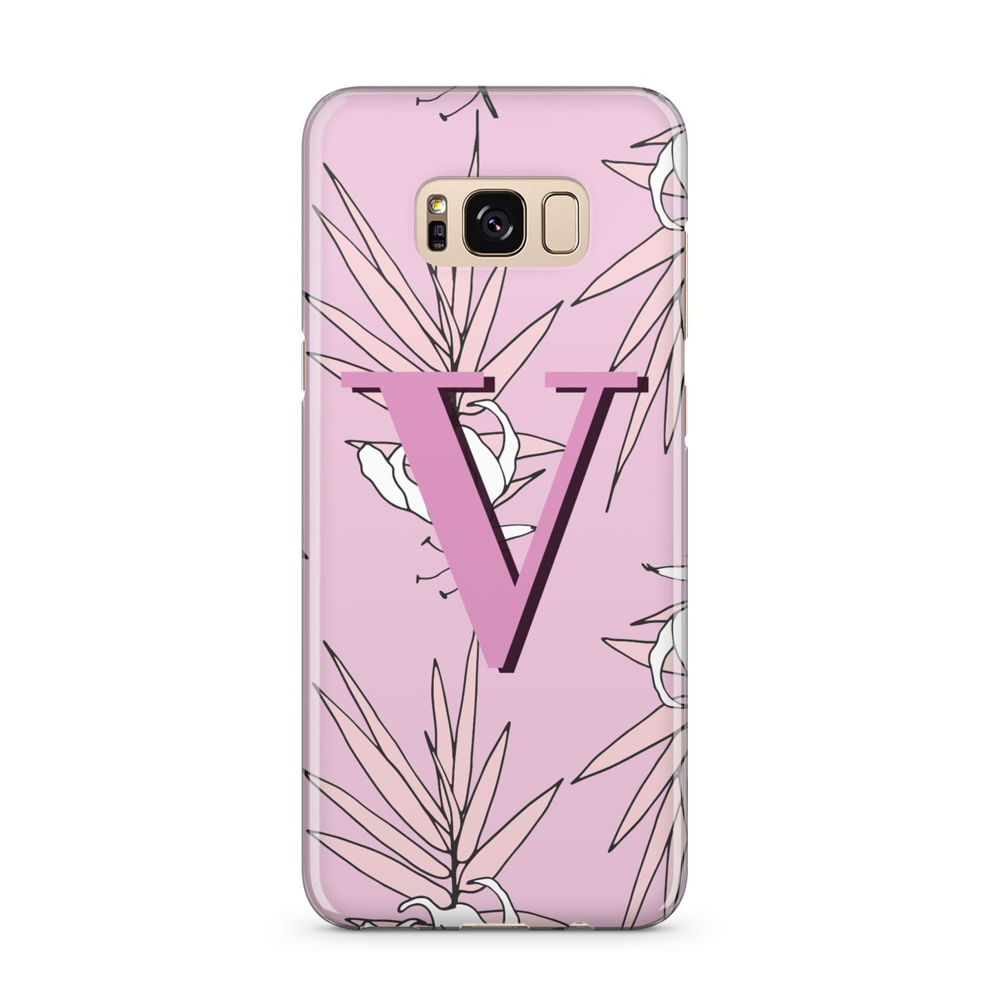 Personalised Pink and White Floral Monogram Samsung Galaxy S8 Plus Case