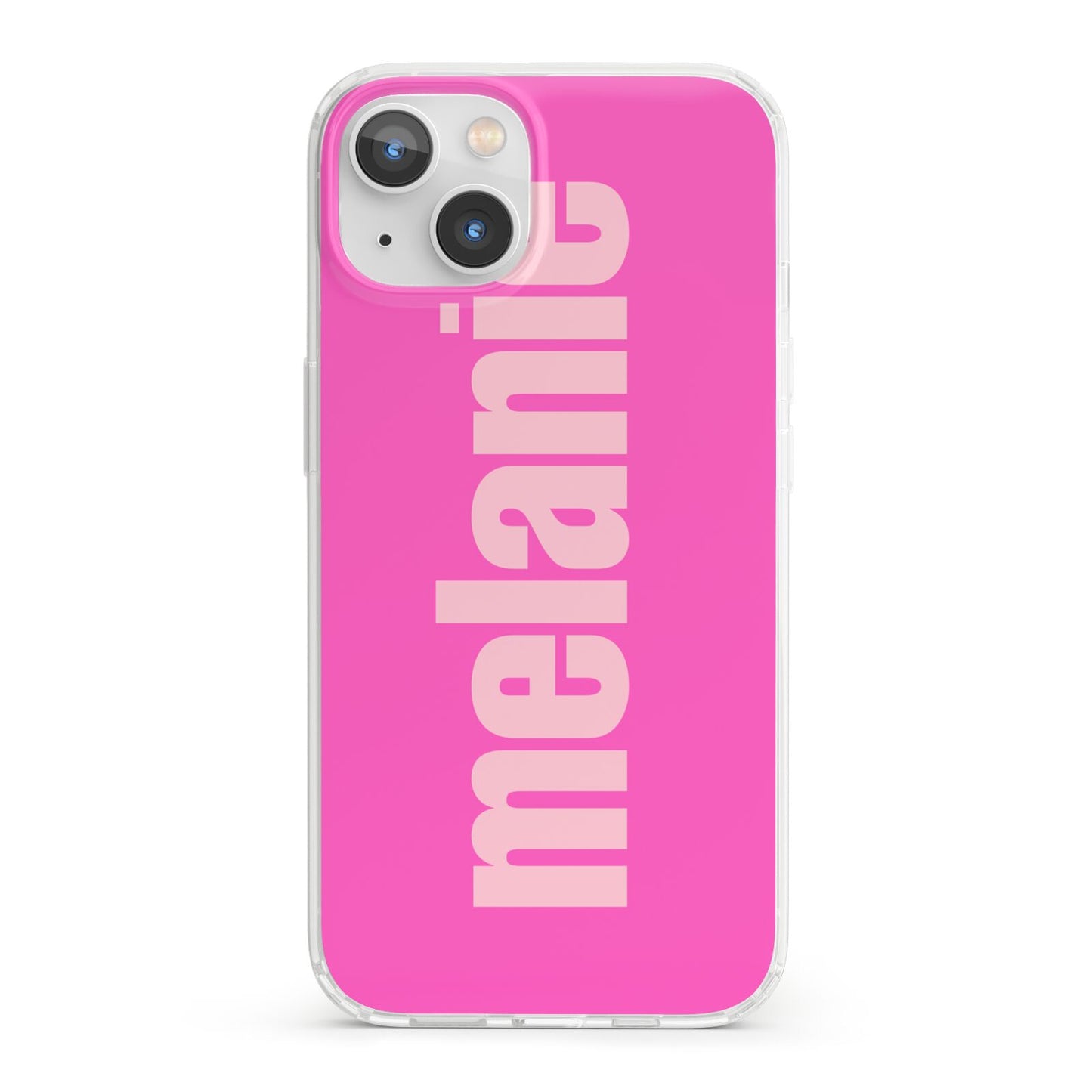 Personalised Pink iPhone 13 Clear Bumper Case