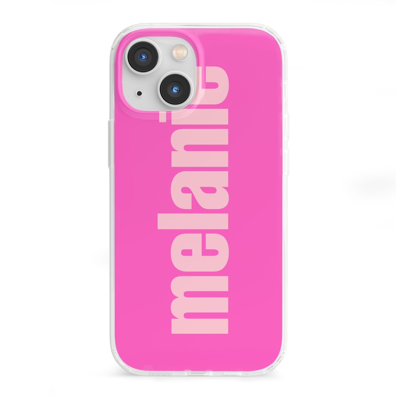 Personalised Pink iPhone 13 Mini Clear Bumper Case