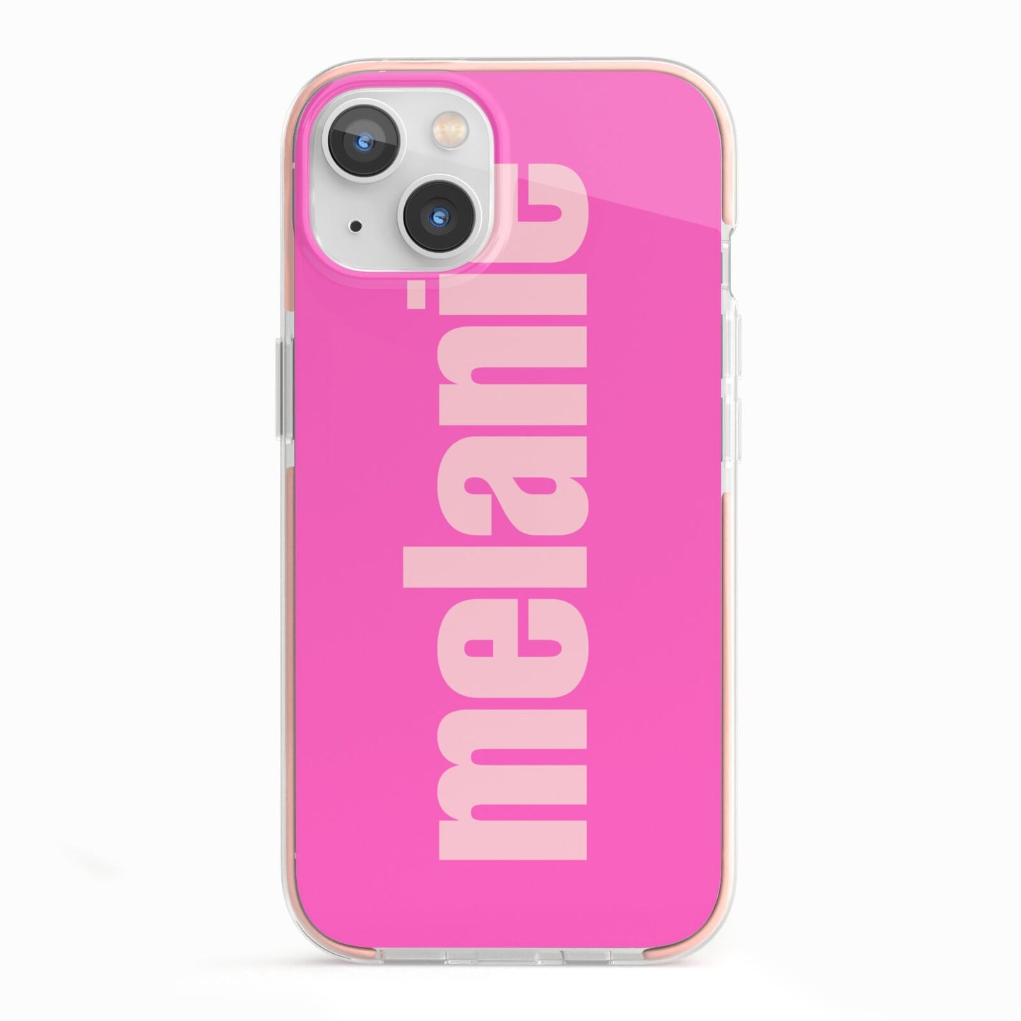 Personalised Pink iPhone 13 TPU Impact Case with Pink Edges