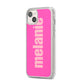 Personalised Pink iPhone 14 Plus Clear Tough Case Starlight Angled Image