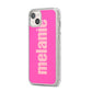 Personalised Pink iPhone 14 Plus Glitter Tough Case Starlight Angled Image