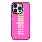 Personalised Pink iPhone 14 Pro Black Impact Case on Silver phone