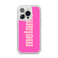 Personalised Pink iPhone 14 Pro Clear Tough Case Silver
