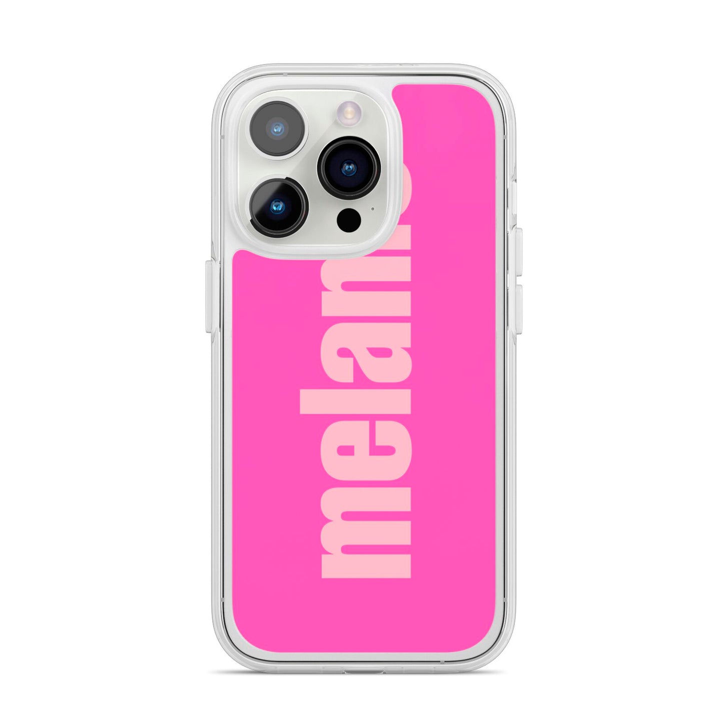 Personalised Pink iPhone 14 Pro Clear Tough Case Silver