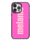 Personalised Pink iPhone 14 Pro Max Black Impact Case on Silver phone