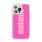 Personalised Pink iPhone 14 Pro Max Clear Tough Case Silver