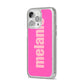 Personalised Pink iPhone 14 Pro Max Glitter Tough Case Silver Angled Image