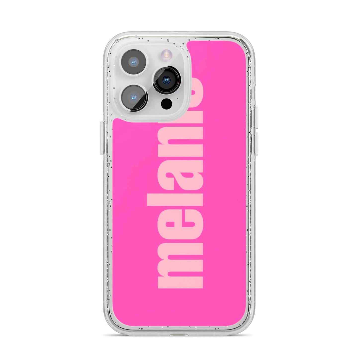 Personalised Pink iPhone 14 Pro Max Glitter Tough Case Silver