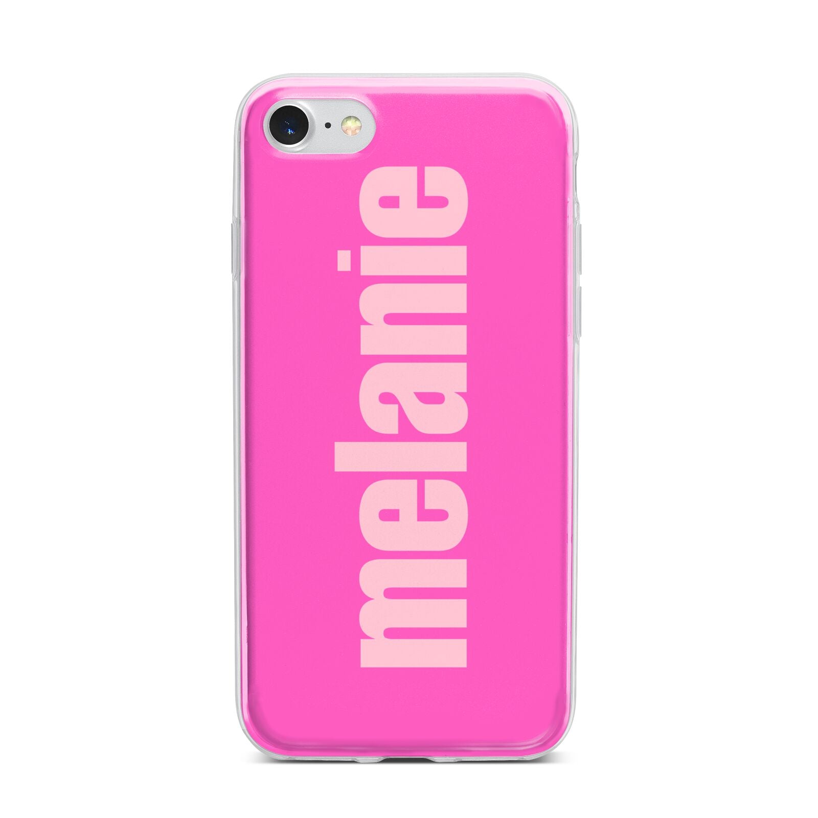 Personalised Pink iPhone 7 Bumper Case on Silver iPhone