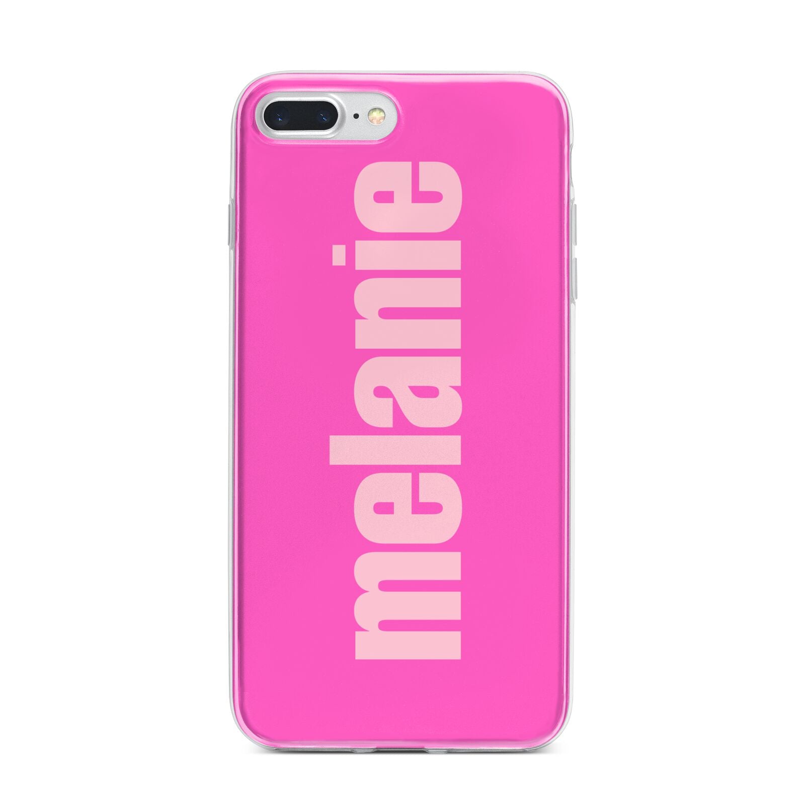 Personalised Pink iPhone 7 Plus Bumper Case on Silver iPhone
