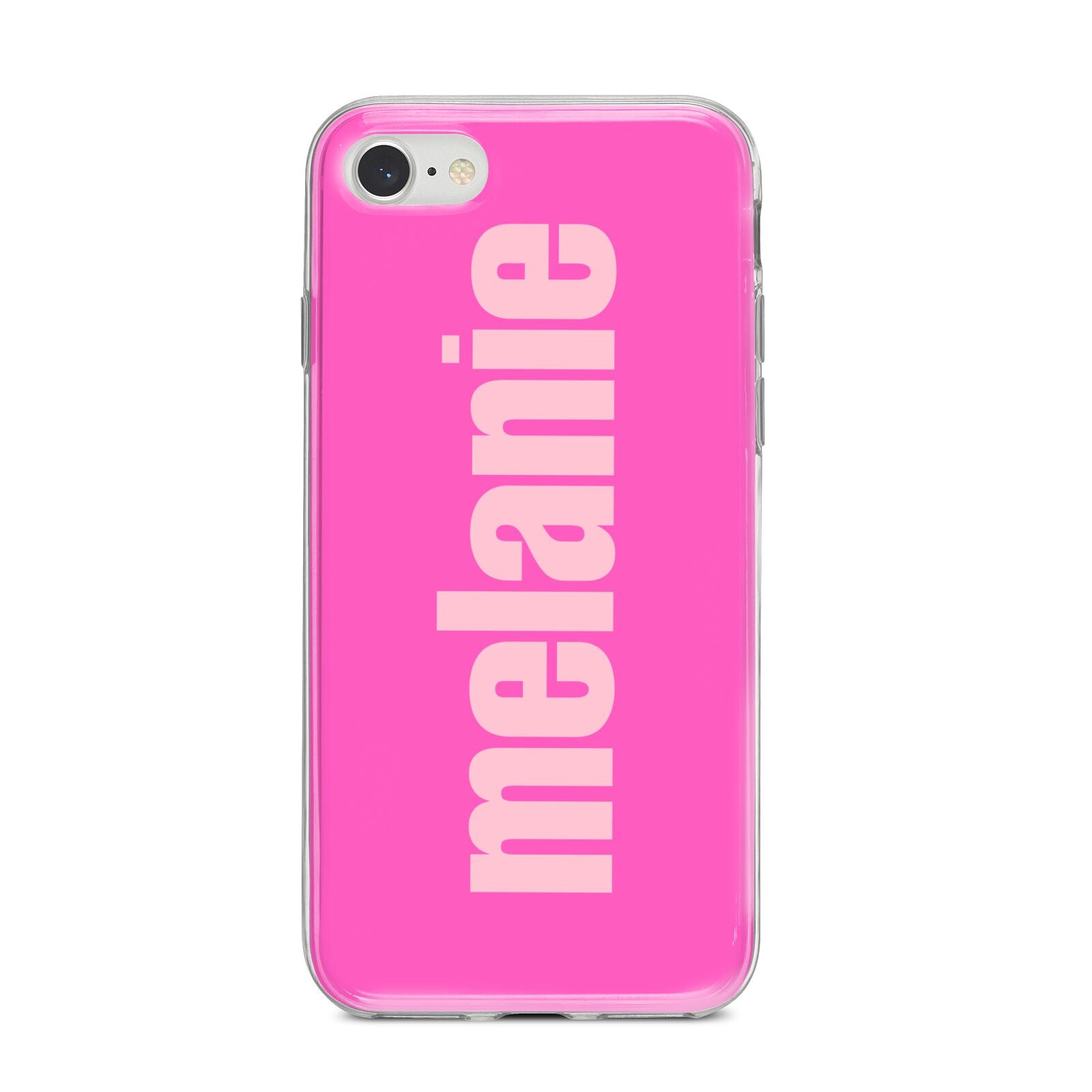 Personalised Pink iPhone 8 Bumper Case on Silver iPhone
