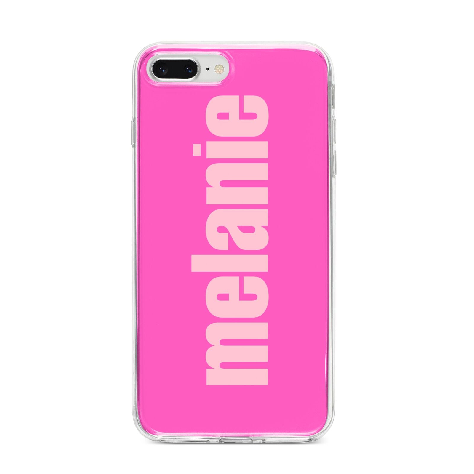 Personalised Pink iPhone 8 Plus Bumper Case on Silver iPhone