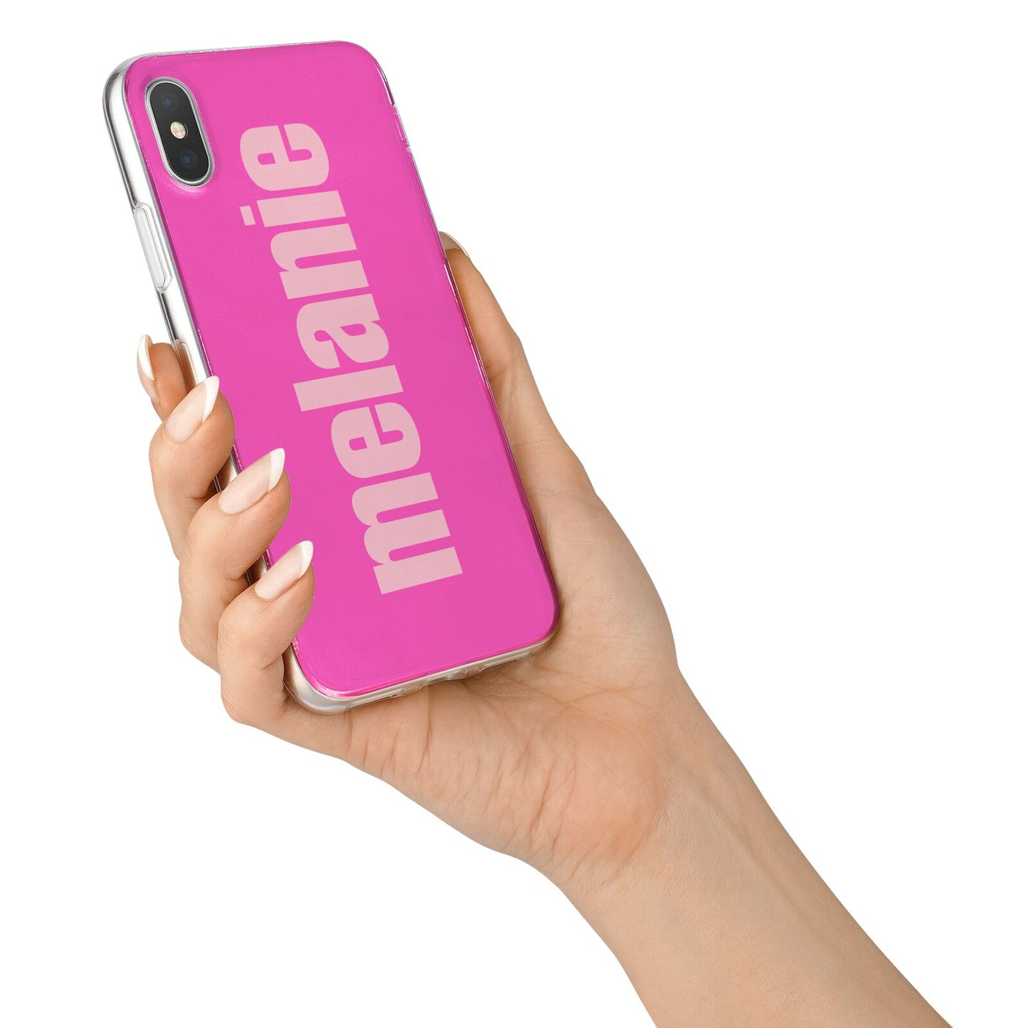 Personalised Pink iPhone X Bumper Case on Silver iPhone Alternative Image 2