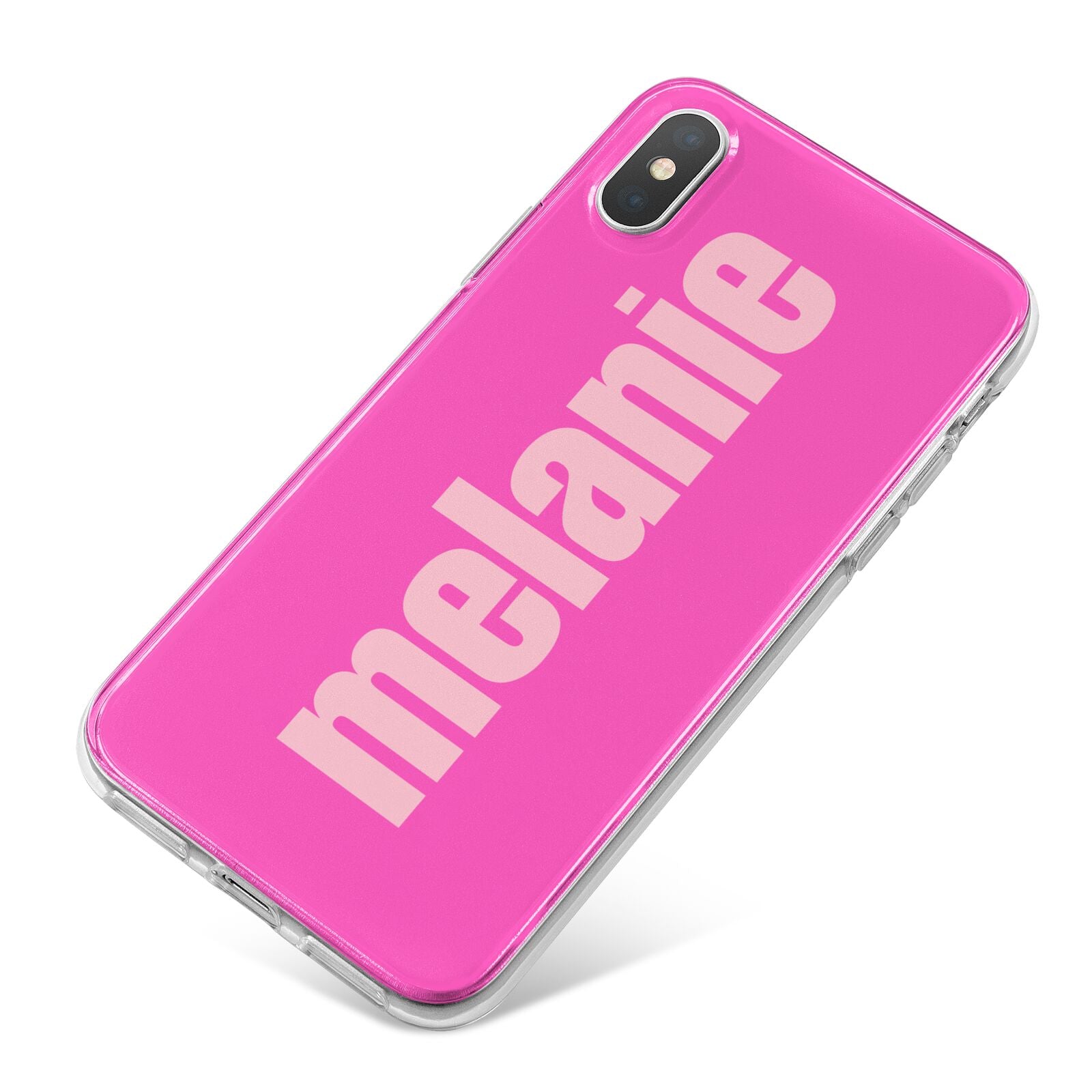 Personalised Pink iPhone X Bumper Case on Silver iPhone