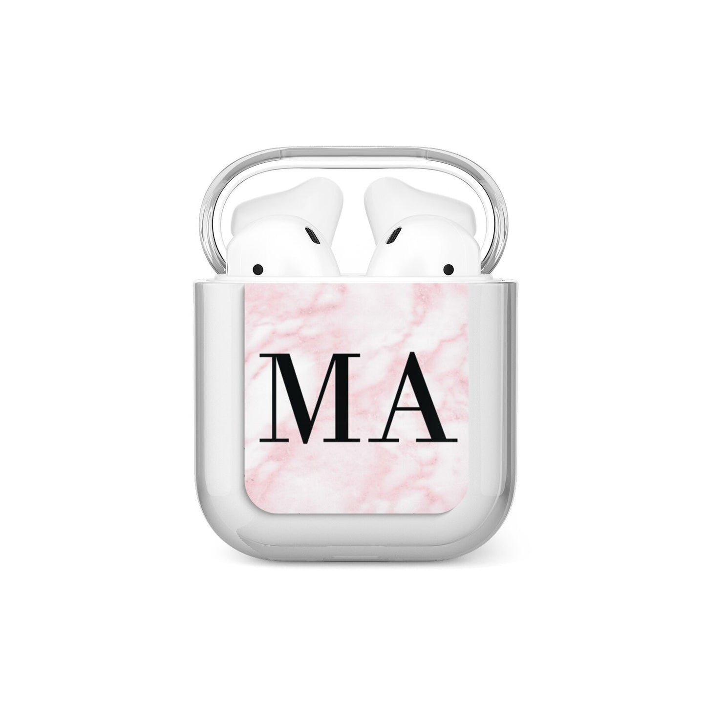Personalised Pinky Marble Initials AirPods Case