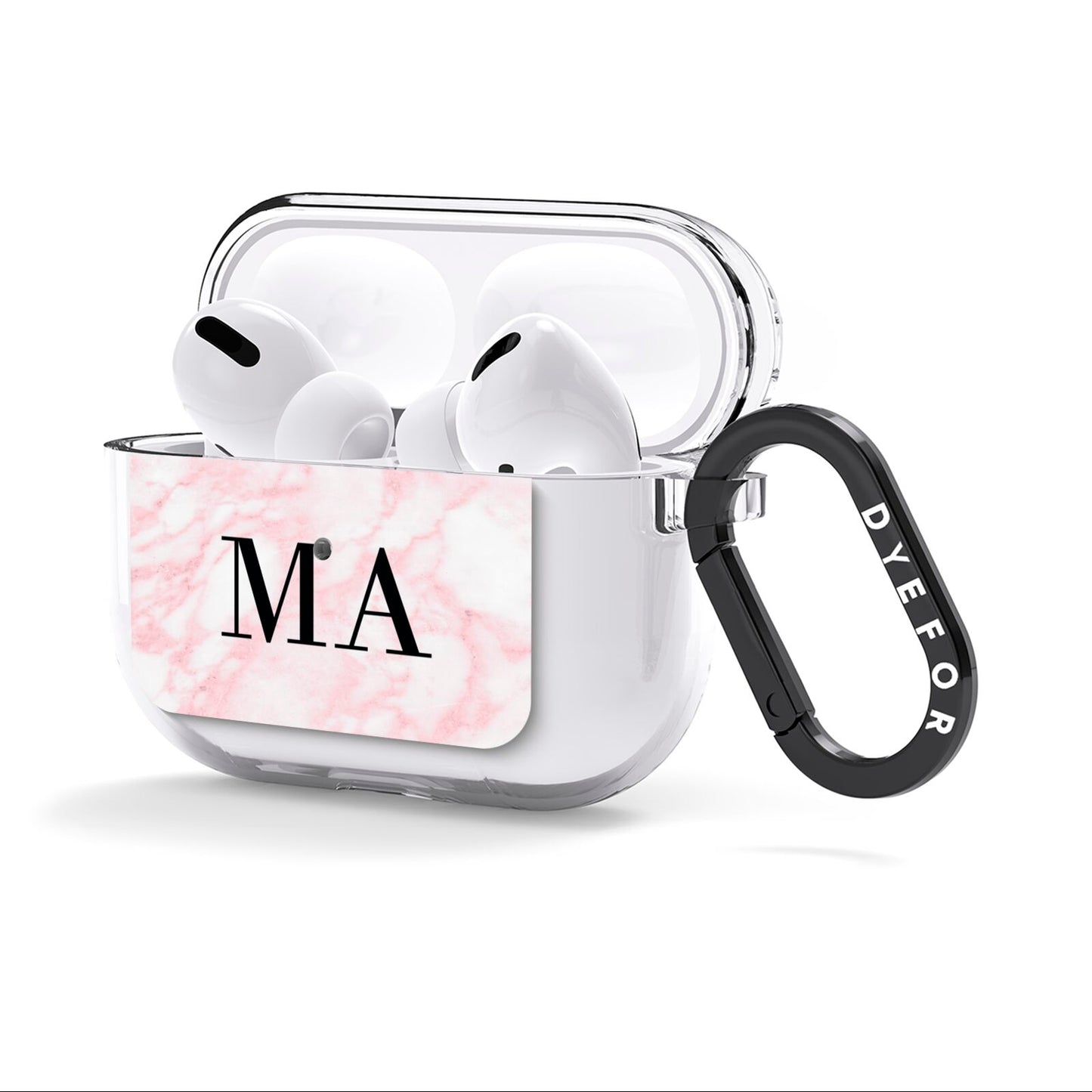 Personalised Pinky Marble Initials AirPods Clear Case 3rd Gen Side Image