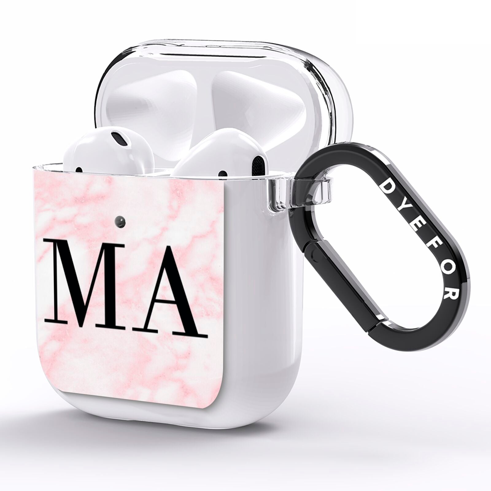 Personalised Pinky Marble Initials AirPods Clear Case Side Image