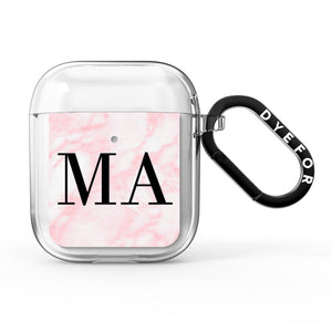 Personalised Pinky Marble Initials AirPods Case