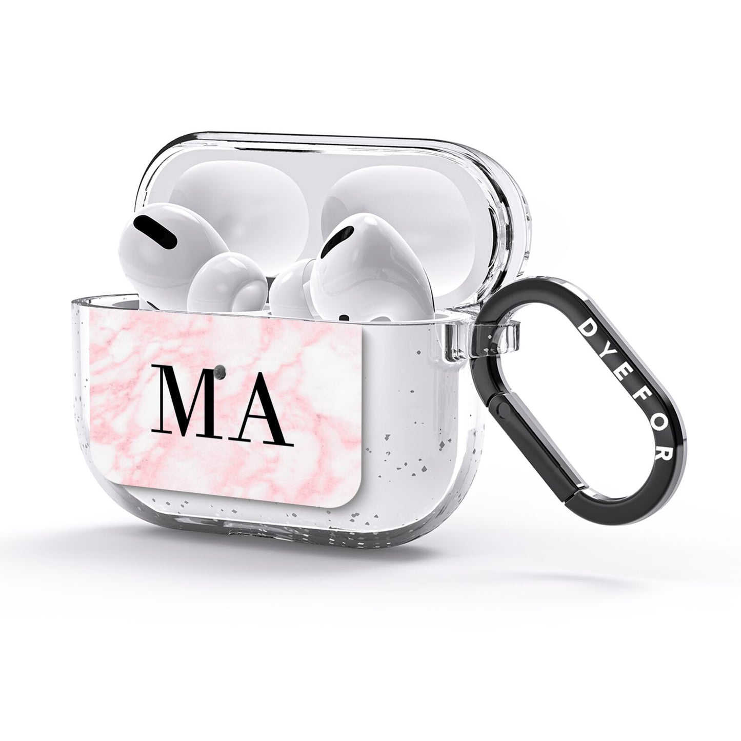 Personalised Pinky Marble Initials AirPods Glitter Case 3rd Gen Side Image