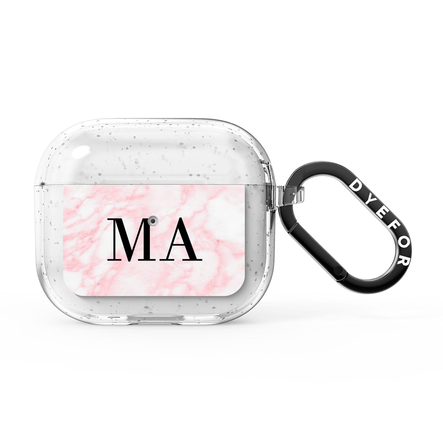 Personalised Pinky Marble Initials AirPods Glitter Case 3rd Gen