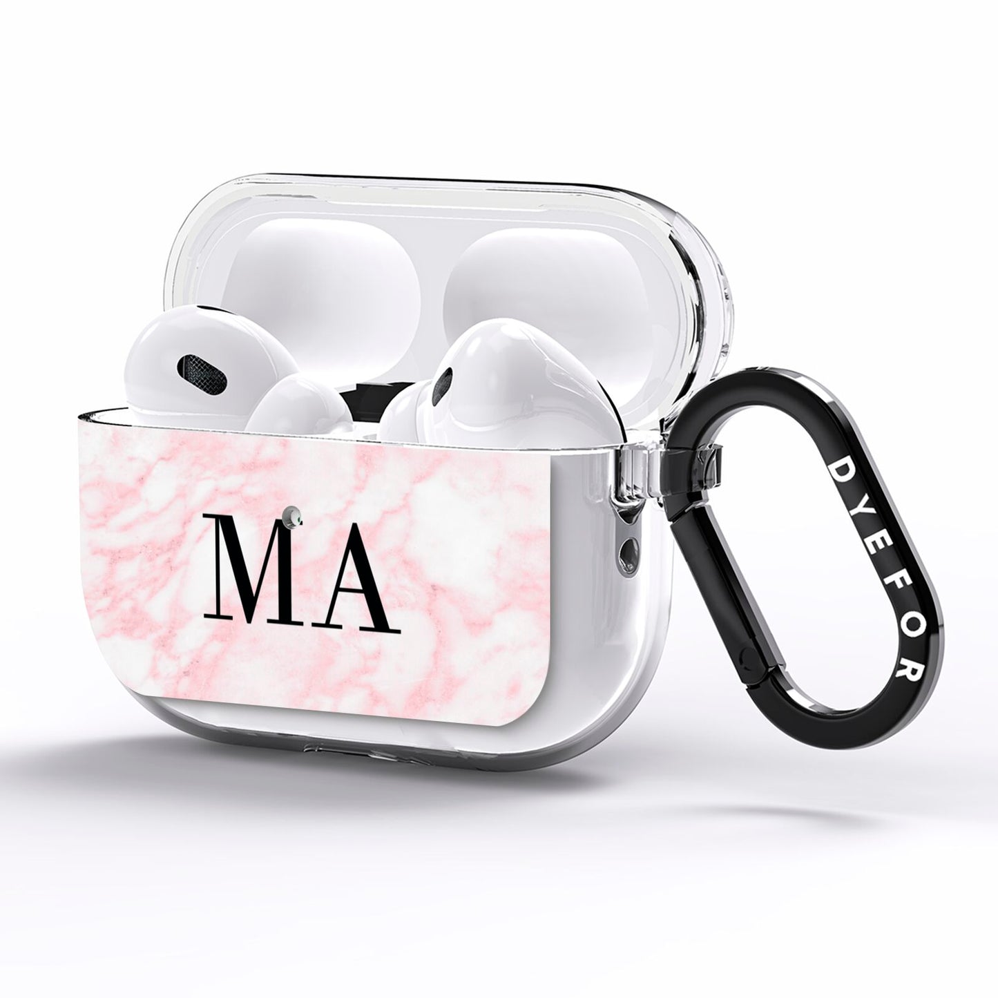 Personalised Pinky Marble Initials AirPods Pro Clear Case Side Image