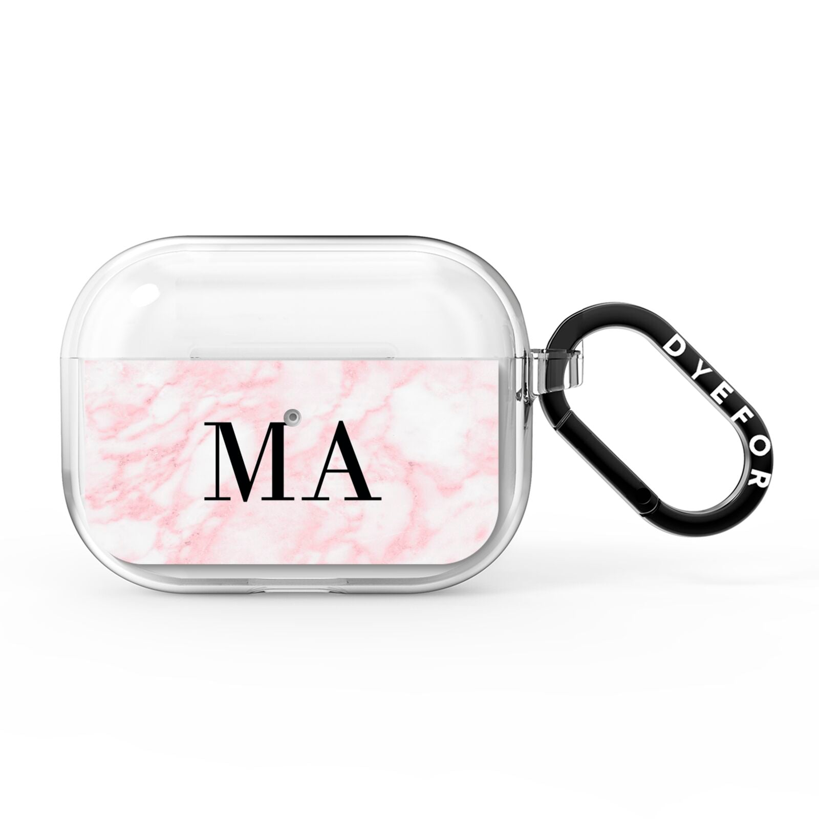 Personalised Pinky Marble Initials AirPods Pro Clear Case