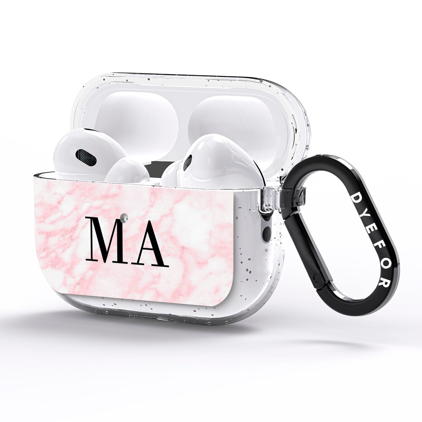 Personalised Pinky Marble Initials AirPods Pro Glitter Case Side Image