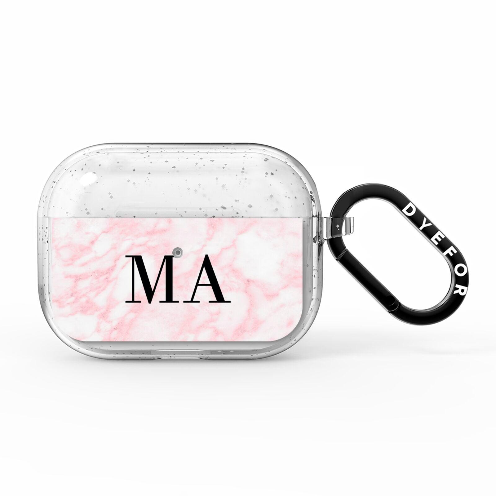 Personalised Pinky Marble Initials AirPods Pro Glitter Case
