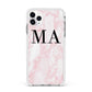 Personalised Pinky Marble Initials Apple iPhone 11 Pro Max in Silver with White Impact Case