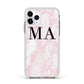 Personalised Pinky Marble Initials Apple iPhone 11 Pro in Silver with White Impact Case