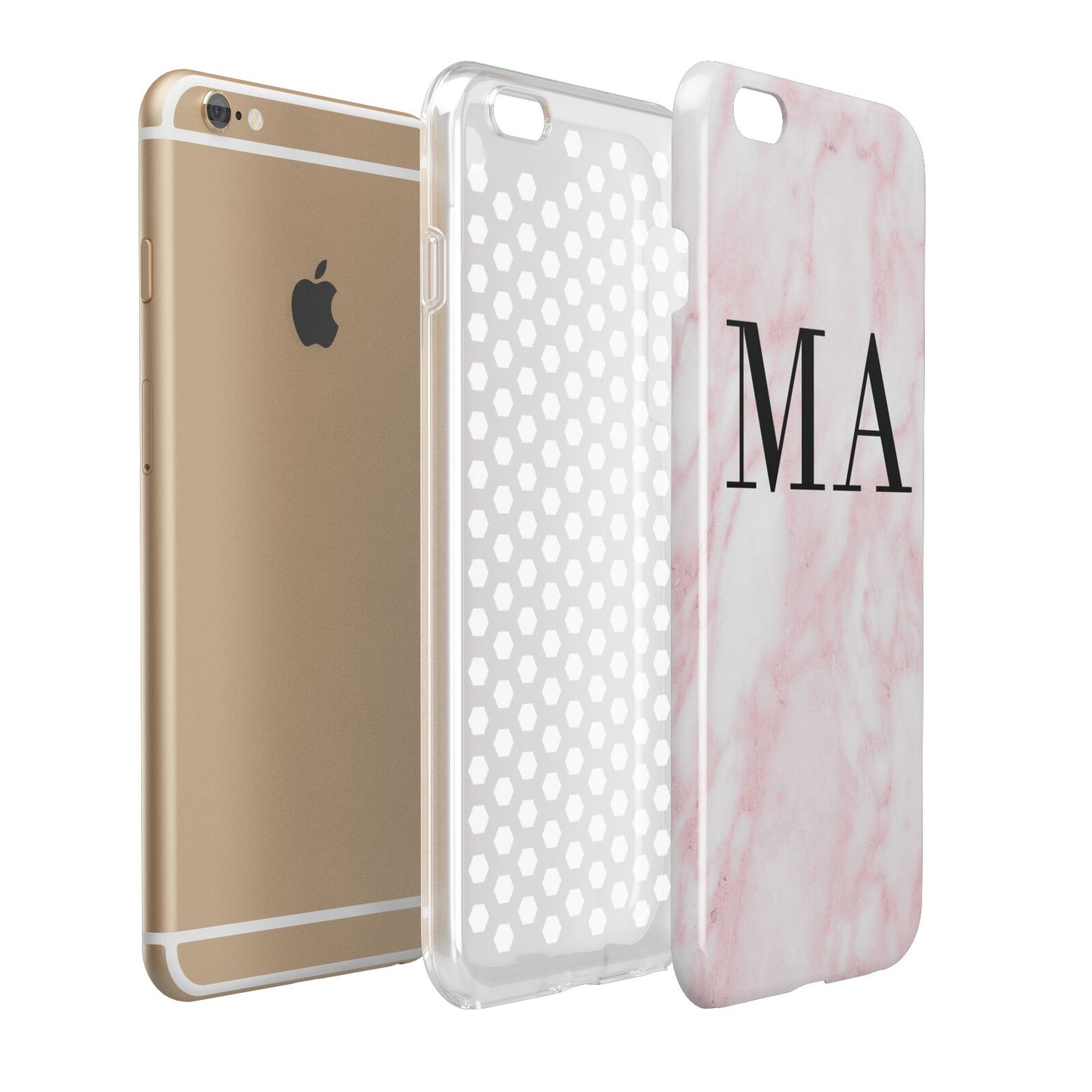 Personalised Pinky Marble Initials Apple iPhone 6 Plus 3D Tough Case Expand Detail Image