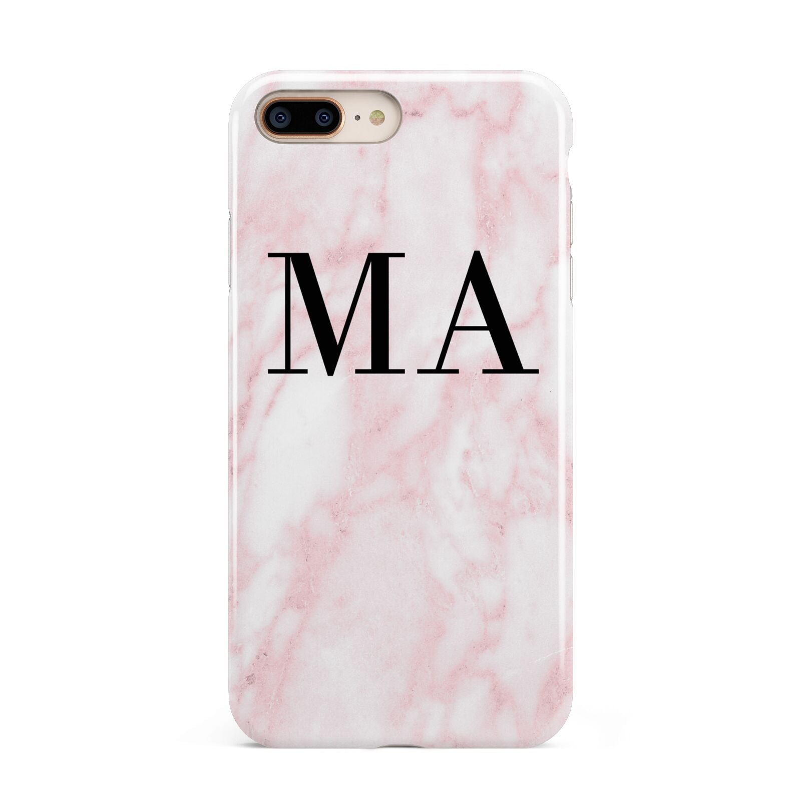 Personalised Pinky Marble Initials Apple iPhone 7 8 Plus 3D Tough Case