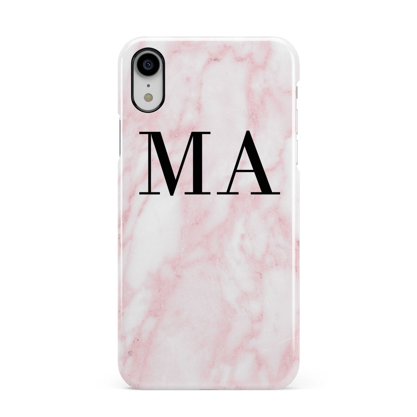 Personalised Pinky Marble Initials Apple iPhone XR White 3D Snap Case