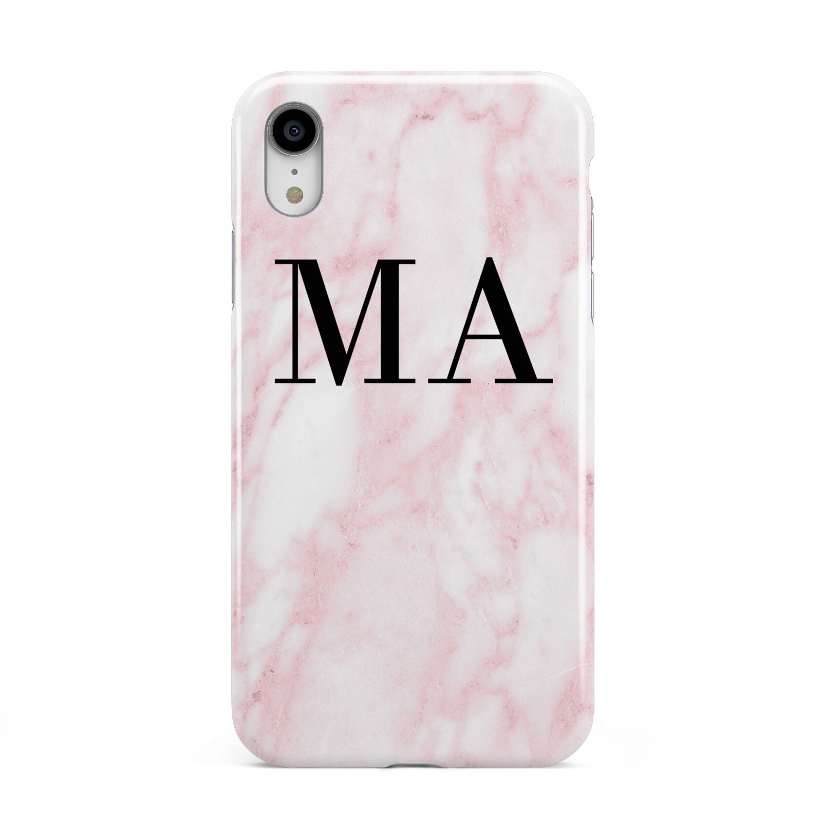 Personalised Pinky Marble Initials Apple iPhone XR White 3D Tough Case