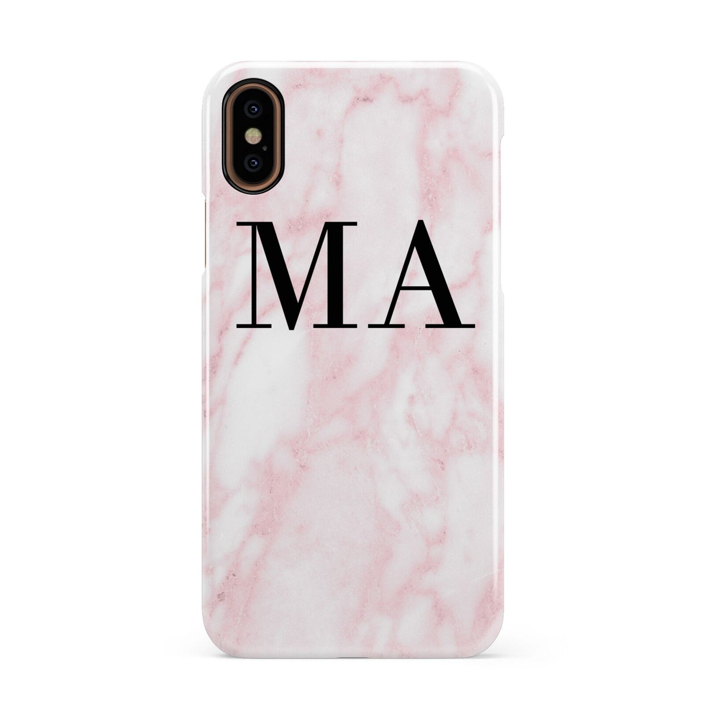 Personalised Pinky Marble Initials Apple iPhone XS 3D Snap Case